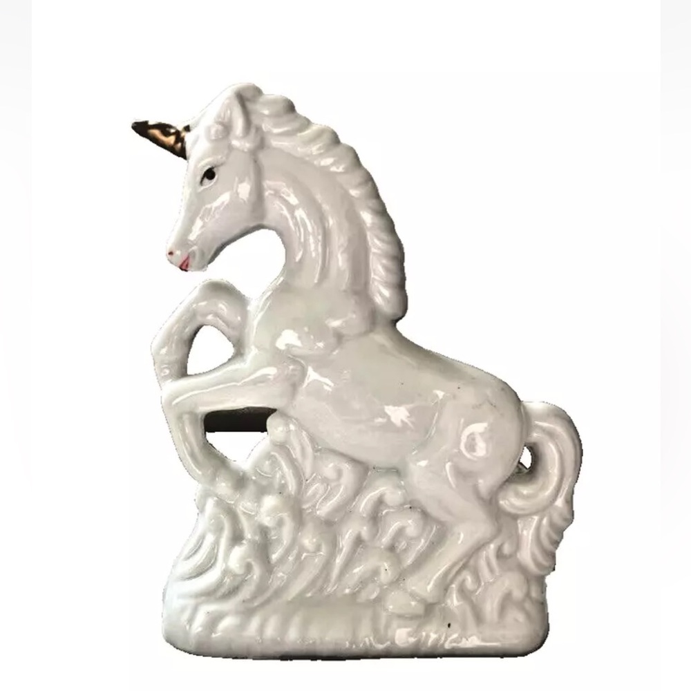 Vintage Small Ceramic White Unicorn 5"